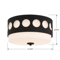 Two Light Flush Mount by Crystorama - Kirby Collection, Black Forged Finish - KIR-B8100-BF