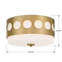 Two Light Flush Mount by Crystorama - Kirby Collection, Vibrant Gold Finish - KIR-B8100-VG