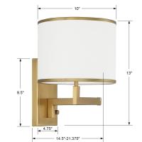 One Light Wall Sconce by Crystorama - Madison Collection, Aged Brass Finish - MAD-B4101-AG