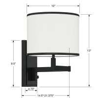 One Light Wall Sconce by Crystorama - Madison Collection, Matte Black Finish - MAD-B4101-MK