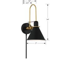 One Light Wall Sconce by Crystorama - Medford Collection, Matte Black Finish - MED-B5501-MK