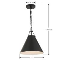 One Light Pendant by Crystorama - Xavier Collection, Matte Black Finish - XAV-B8301-MK