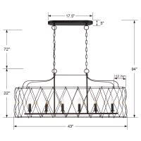 Six Light Chandelier by Crystorama - Zucca Collection, English Bronze + Antique Gold Finish - ZUC-A9037-EB-GA