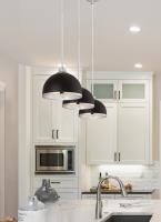 One Light Pendant by Z-Lite - Landry Collection, Matte Black + Chrome Finish - 1004P10-MB-CH