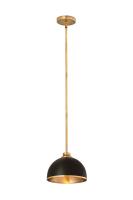 One Light Pendant by Z-Lite - Landry Collection, Matte Black + Rubbed Brass Finish - 1004P10-MB-RB