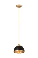 One Light Pendant by Z-Lite - Landry Collection, Matte Black + Rubbed Brass Finish - 1004P10-MB-RB