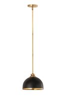 One Light Pendant by Z-Lite - Landry Collection, Matte Black + Rubbed Brass Finish - 1004P10-MB-RB