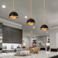 One Light Pendant by Z-Lite - Landry Collection, Matte Black + Rubbed Brass Finish - 1004P10-MB-RB