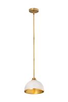 One Light Pendant by Z-Lite - Landry Collection, Matte White + Rubbed Brass Finish - 1004P10-MW-RB
