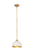 One Light Pendant by Z-Lite - Landry Collection, Matte White + Rubbed Brass Finish - 1004P10-MW-RB