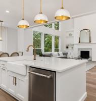 One Light Pendant by Z-Lite - Landry Collection, Matte White + Rubbed Brass Finish - 1004P10-MW-RB