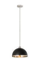 One Light Pendant by Z-Lite - Landry Collection, Matte Black + Brushed Nickel Finish - 1004P14-MB-BN
