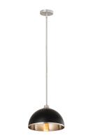 One Light Pendant by Z-Lite - Landry Collection, Matte Black + Brushed Nickel Finish - 1004P14-MB-BN