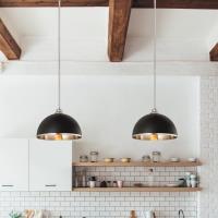One Light Pendant by Z-Lite - Landry Collection, Matte Black + Brushed Nickel Finish - 1004P14-MB-BN