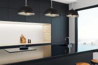 One Light Pendant by Z-Lite - Landry Collection, Matte Black + Chrome Finish - 1004P14-MB-CH