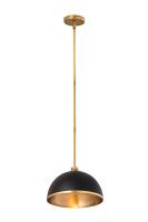 One Light Pendant by Z-Lite - Landry Collection, Matte Black + Rubbed Brass Finish - 1004P14-MB-RB