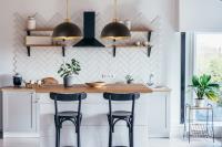 One Light Pendant by Z-Lite - Landry Collection, Matte Black + Rubbed Brass Finish - 1004P14-MB-RB