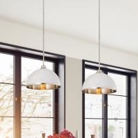 One Light Pendant by Z-Lite - Landry Collection, Matte White + Brushed Nickel Finish - 1004P14-MW-BN