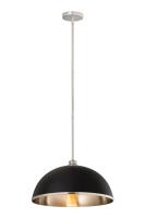 One Light Pendant by Z-Lite - Landry Collection, Matte Black + Brushed Nickel Finish - 1004P20-MB-BN