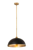 One Light Pendant by Z-Lite - Landry Collection, Matte Black + Rubbed Brass Finish - 1004P20-MB-RB