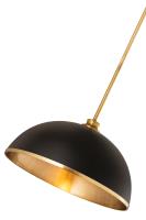 One Light Pendant by Z-Lite - Landry Collection, Matte Black + Rubbed Brass Finish - 1004P20-MB-RB