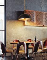 One Light Pendant by Z-Lite - Landry Collection, Matte Black + Rubbed Brass Finish - 1004P20-MB-RB