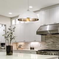 One Light Pendant by Z-Lite - Landry Collection, Matte White + Brushed Nickel Finish - 1004P20-MW-BN