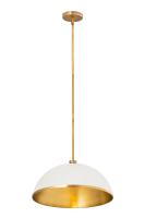 One Light Pendant by Z-Lite - Landry Collection, Matte White + Rubbed Brass Finish - 1004P20-MW-RB