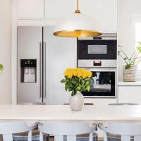 One Light Pendant by Z-Lite - Landry Collection, Matte White + Rubbed Brass Finish - 1004P20-MW-RB