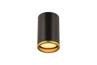 One Light Flush Mount by Z-Lite - Arlo Collection, Matte Black + Rubbed Brass Finish - 2303F1-MB-RB