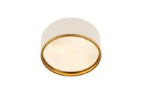 Three Light Flush Mount by Z-Lite - Arlo Collection, Matte White + Rubbed Brass Finish - 2303F3-MW-RB