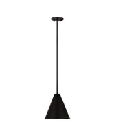 One Light Pendant by Z-Lite - Eaton Collection, Matte Black Finish - 6011P12-MB