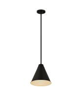 One Light Pendant by Z-Lite - Eaton Collection, Matte Black Finish - 6011P12-MB