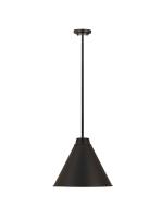 One Light Pendant by Z-Lite - Eaton Collection, Matte Black Finish - 6011P18-MB