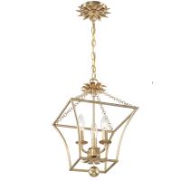 Three Light Mini Chandelier by Crystorama - Broche Collection, Antique Gold Finish - 514-GA