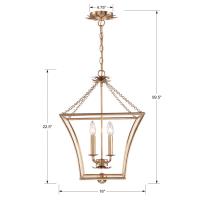 Four Light Mini Chandelier by Crystorama - Broche Collection, Antique Gold Finish - 516-GA