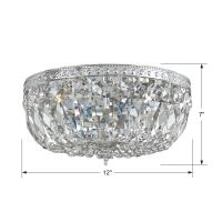 Three Light Flush Mount by Crystorama - Waltham Collection, Polished Chrome Finish - 712-CH-CL-I