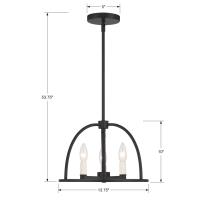 Three Light Chandelier by Crystorama - Abbott Collection, Black Finish - ABB-3003-BK