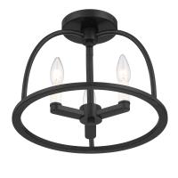 Three Light Semi Flush Mount by Crystorama - Abbott Collection, Black Finish - ABB-3003-BK_CEILING