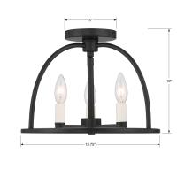 Three Light Semi Flush Mount by Crystorama - Abbott Collection, Black Finish - ABB-3003-BK_CEILING