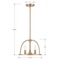 Three Light Chandelier by Crystorama - Abbott Collection, Vibrant Gold Finish - ABB-3003-VG