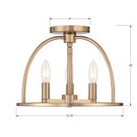 Three Light Semi Flush Mount by Crystorama - Abbott Collection, Vibrant Gold Finish - ABB-3003-VG_CEILING
