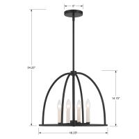 Four Light Chandelier by Crystorama - Abbott Collection, Black Finish - ABB-3004-BK