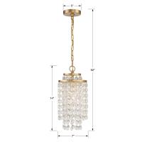 One Light Chandelier by Crystorama - Gabrielle Collection, Antique Gold Finish - GAB-B7301-GA