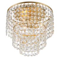 Three Light Flush Mount by Crystorama - Gabrielle Collection, Antique Gold Finish - GAB-B7303-GA
