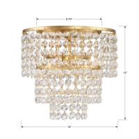Three Light Flush Mount by Crystorama - Gabrielle Collection, Antique Gold Finish - GAB-B7303-GA