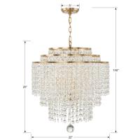 Six Light Chandelier by Crystorama - Gabrielle Collection, Antique Gold Finish - GAB-B7305-GA