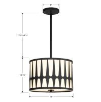 Three Light Pendant by Crystorama - Royston Collection, Black Finish - ROY-803-BK
