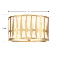 Three Light Flush Mount by Crystorama - Royston Collection, Antique Gold Finish - ROY-800-GA