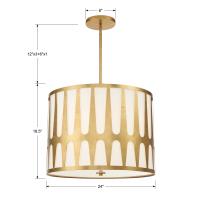 Five Light Pendant by Crystorama - Royston Collection, Antique Gold Finish - ROY-809-GA
